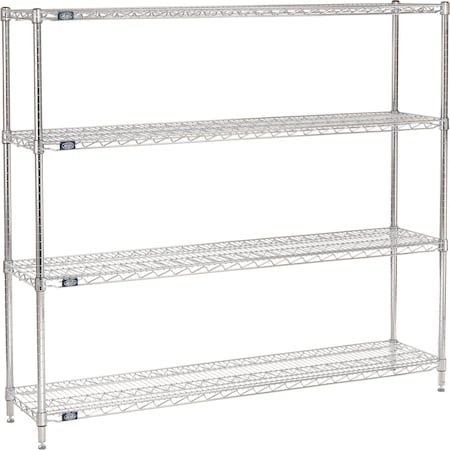 Nexel 4 Shelf, Chrome Wire Shelving Unit, Starter, 72inW x 14inD x 54inH 188214